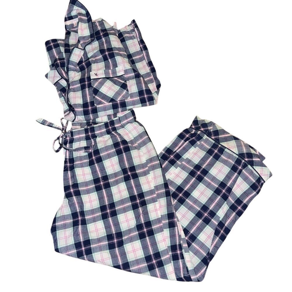Victoria’s Secret Angels Plaid Pajama Set Blue Pink Size XL